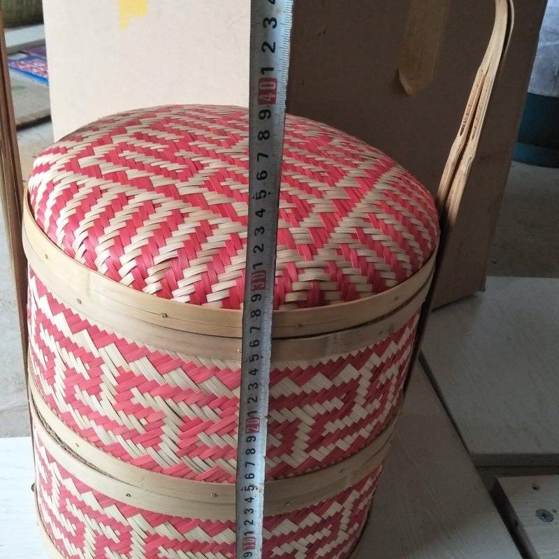 纯手工竹编竹制品竹篮子结婚食盒提篮春节送礼品红色喜篮摄影道具