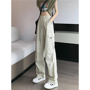 后妈裤2025新款女美式工装裤女2025夏季新款高腰休闲小个子束口裤