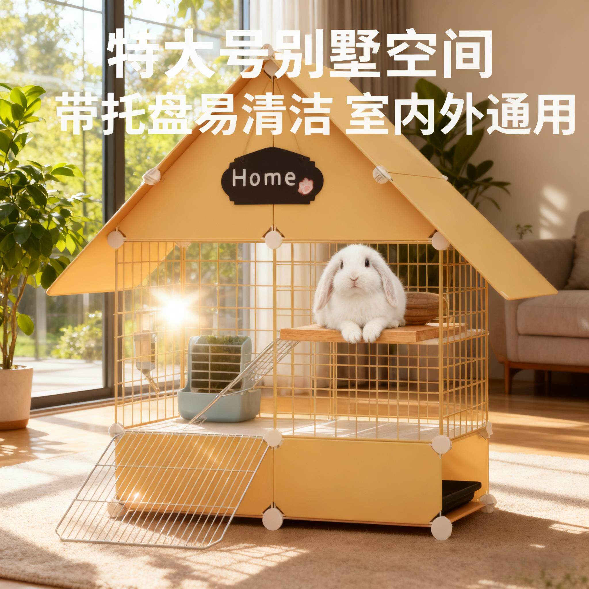 小宠专用室内兔子笼家用荷兰猪仓鼠房子特大号别墅带托盘兔笼窝用