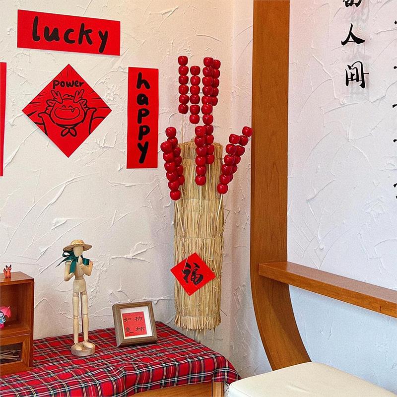 假冰糖葫芦仿真模型摄影道具网红店铺室内自拍角新年场景装饰布置