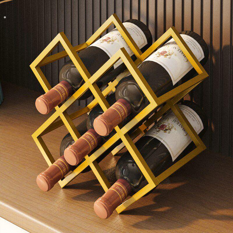 红酒架摆件菱形红酒格子葡萄酒展示架托架轻奢高档酒柜红酒置物架