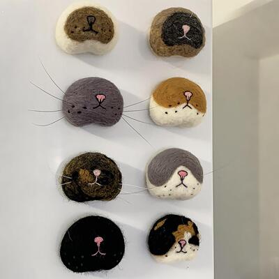 羊毛毡狗毛收纳冰箱贴可爱仿真小猫嘴部猫咪胡收集纯手工制作成品