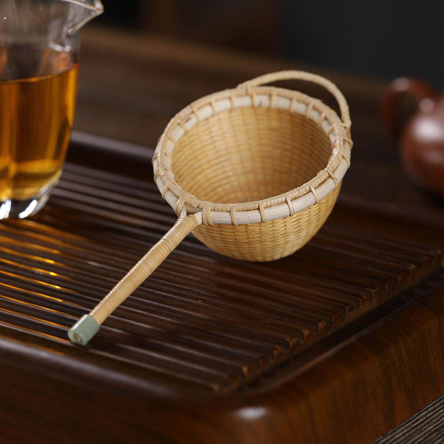 竹编茶漏过滤编织茶道过滤网茶滤茶具配件功夫茶具滤茶器竹制过滤