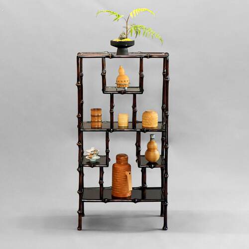 大漆筇竹博古架竹制多宝阁新中式茶具收纳展示架茶室置物架茶架