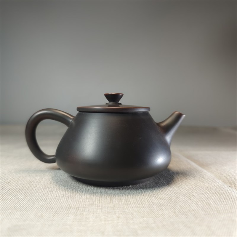 广西钦州坭兴陶原矿纯手工茶壶素身泡茶壶非紫砂建水陶手拉坯石瓢