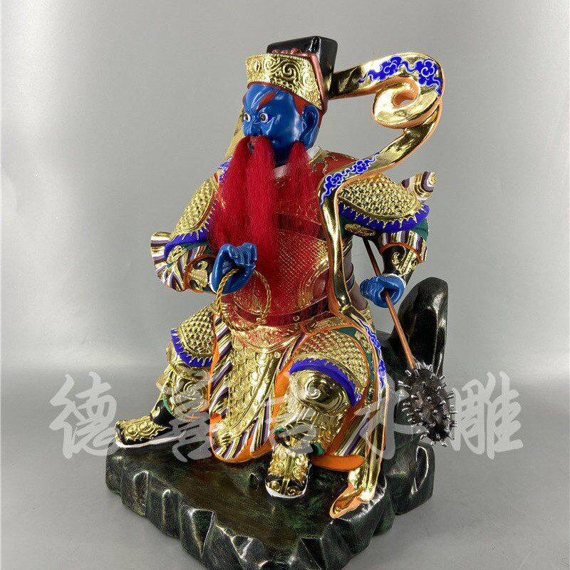 木雕人物神像温元帅温将军樟木手工漆线雕德善吉寺庙家居供奉