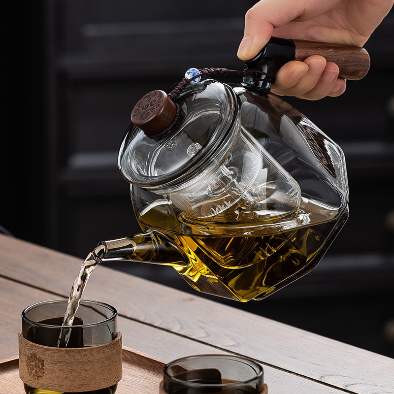 新款煮茶器加厚耐高温玻璃蒸煮一体泡煮茶壶电陶炉烧水保温具套装