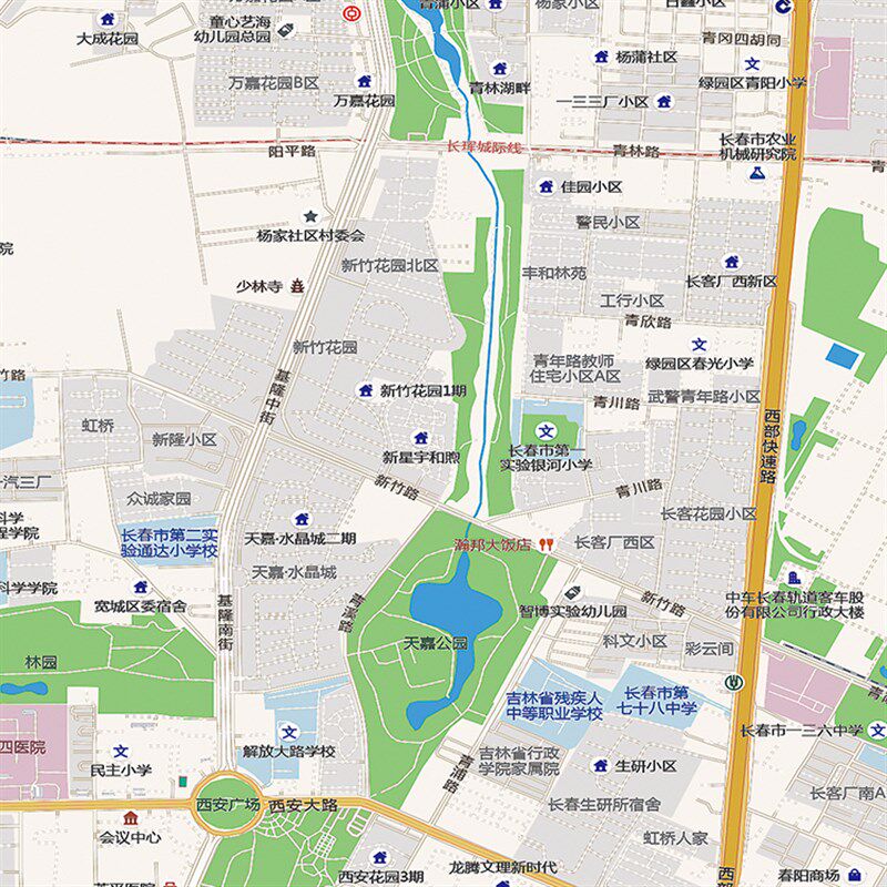 2021新款长春市城区地图办公室挂图高清防水墙壁装饰实物推荐定制