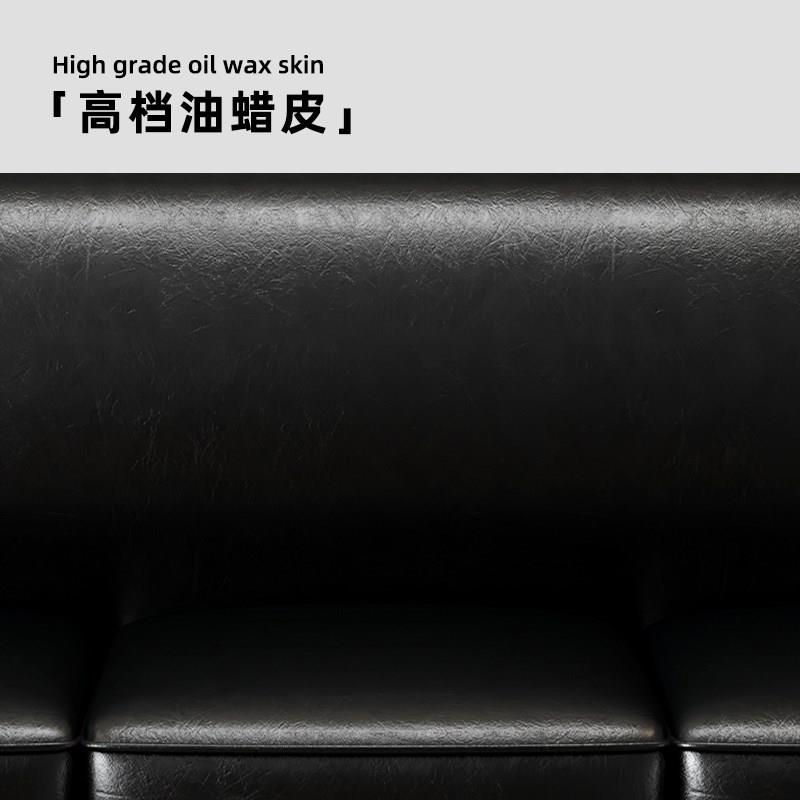 美式油蜡皮单人沙发办公室接待用皮沙发独立弹簧包双人沙发黑色高