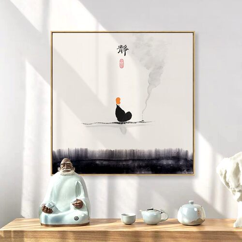 水墨宣言 新中式禅意装饰画茶室背景墙挂画意境书房静思墙画