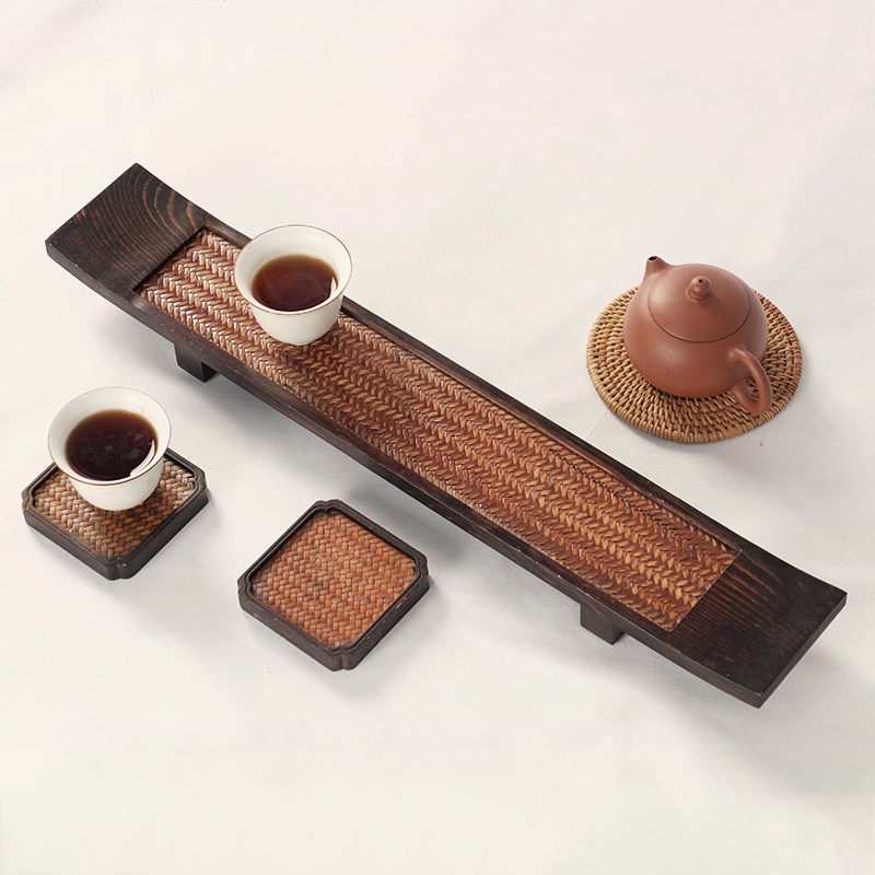 中式实木干泡台茶盘茶杯架茶具收纳杯托壶承日式茶道功夫茶具托盘