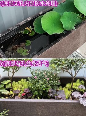 长方形大号马槽鱼缸陶瓷古法养鱼池1米2紫砂粗陶花盆室外庭院水缸