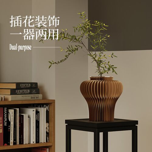 十八纸中古花器创意禅意侘寂风花瓶中式插花古典家居装饰桌面摆件