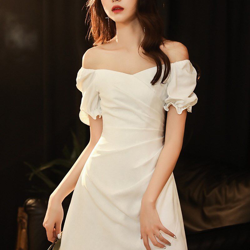 领证登记白色小晚礼服平时可穿小个子宴会气质法式订婚连衣裙夏季