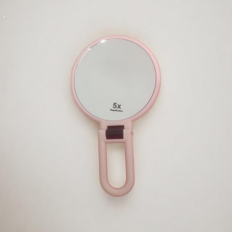 手持5倍放大化妆镜便携式高清随身补妆神器女可立折叠双面小镜子