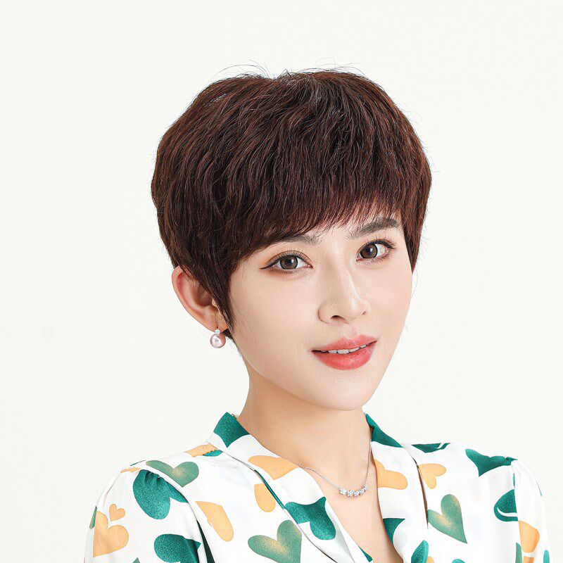假发女短发妈妈中老年女假发真发全真人发套全头自然秋冬新款发型