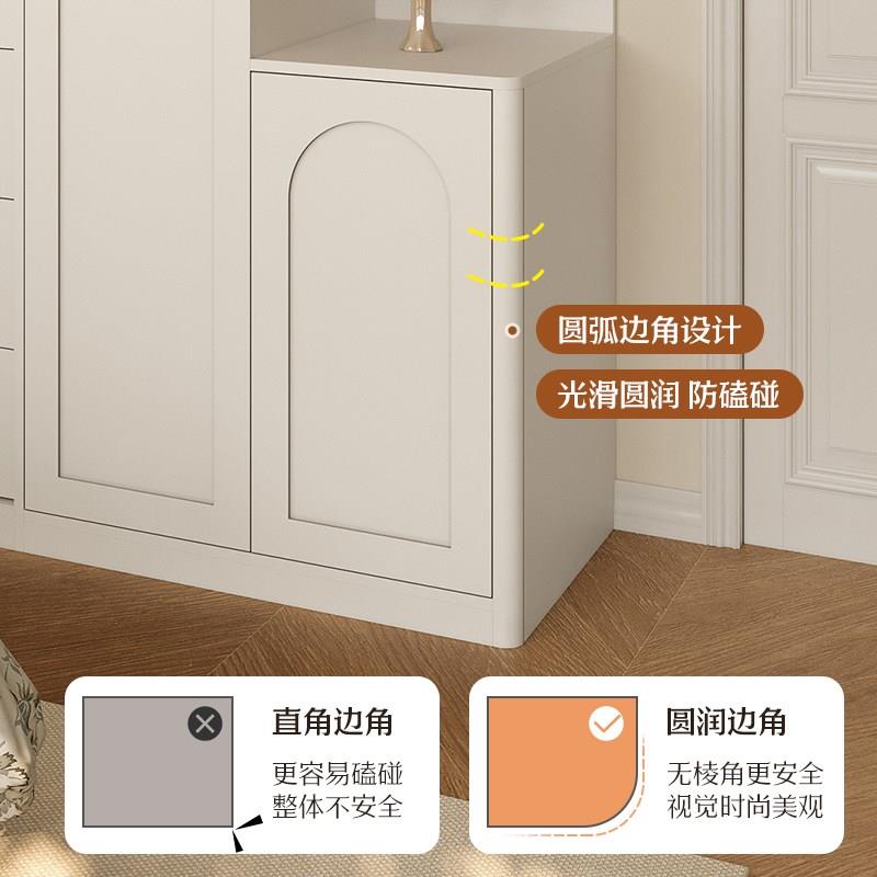 法式奶油大衣柜卧室床头柜奶油柜衣帽间到顶一体组合收纳柜储物柜