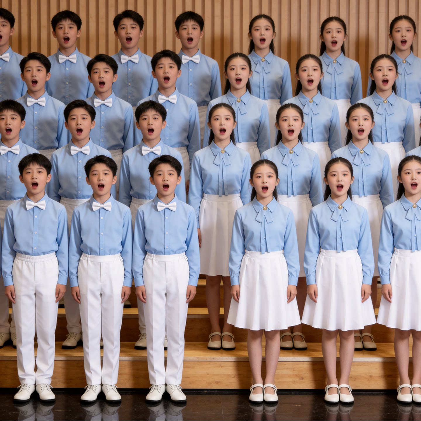 儿童合唱团演出服中小学生