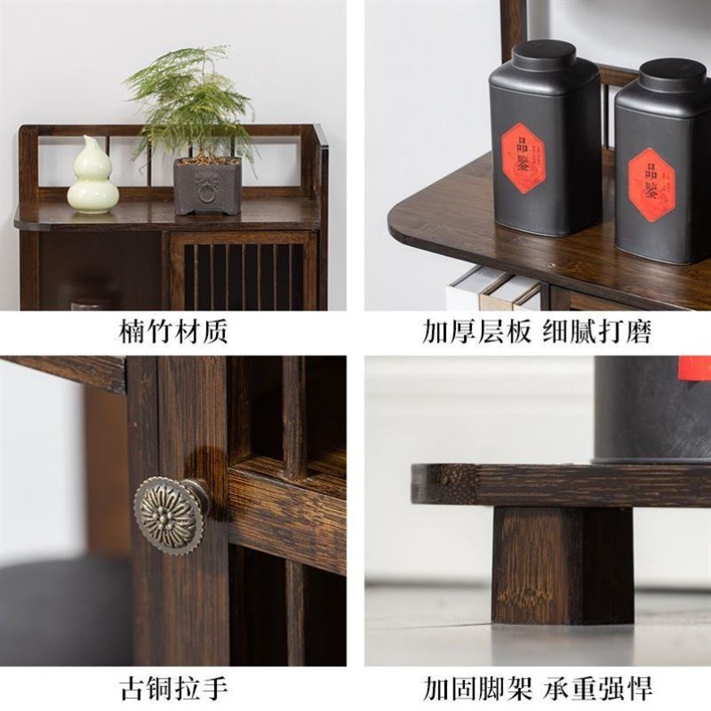 转角置物架角柜墙角柜楠竹带门实木收纳柜边角三角柜拐角柜角落架