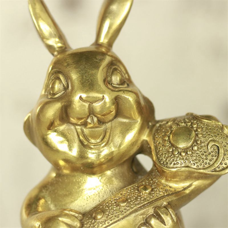 铜兔摆件纯铜兔子摆设金属十二生肖工艺品客厅装饰品中式礼品