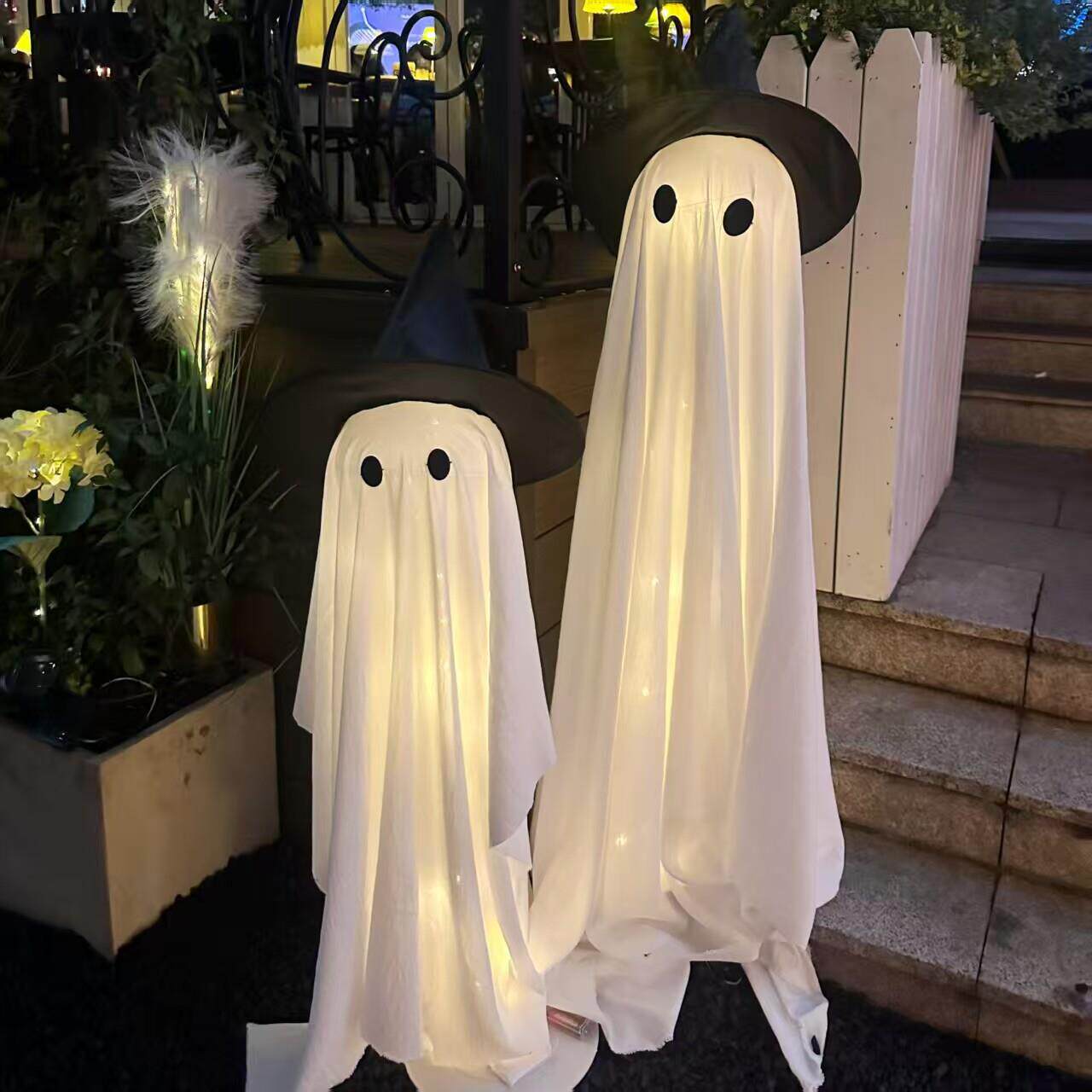万圣节幽灵摆件装饰灯场景布置派对酒吧门店铺打卡门口室内道具