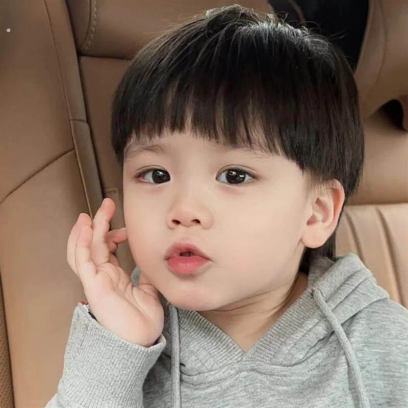 男童假发男孩宝宝小孩短发套自然逼真齐刘海短直发锅盖头拍照头套