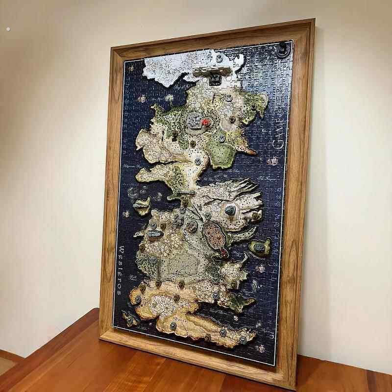 拼图框实木美式覆古立体浮裱1500拼图裱框雷诺瓦拼图相框1000片