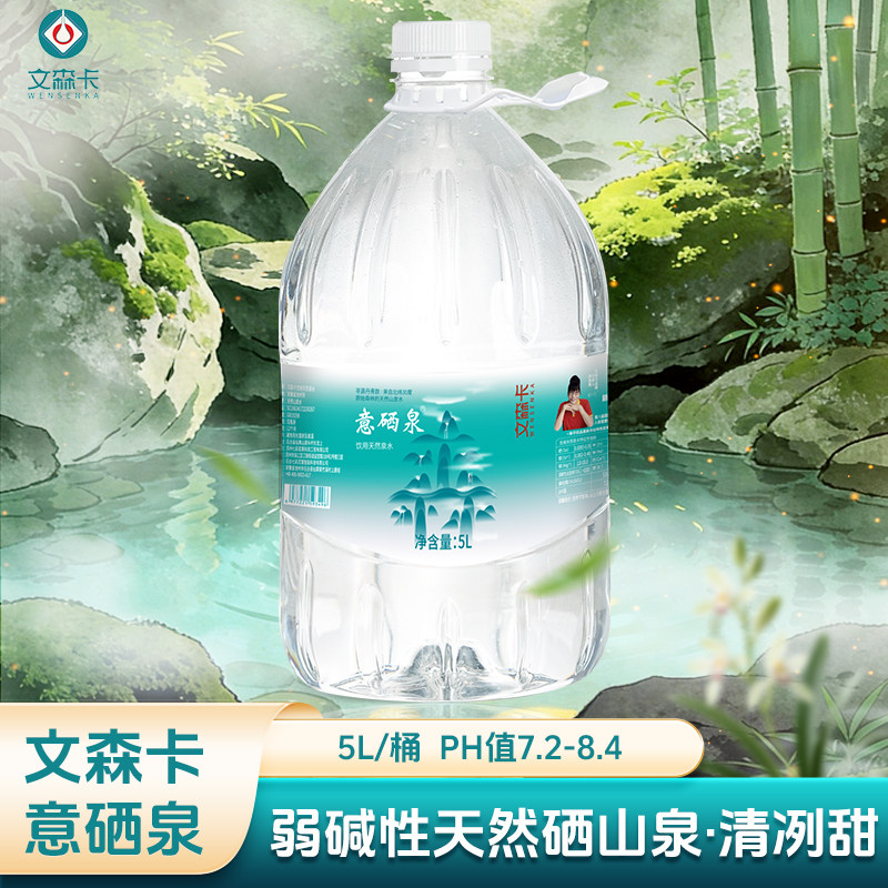 文森卡天然含硒含锶山泉水5L*2桶装整箱弱碱性泡茶偏硅酸饮用水