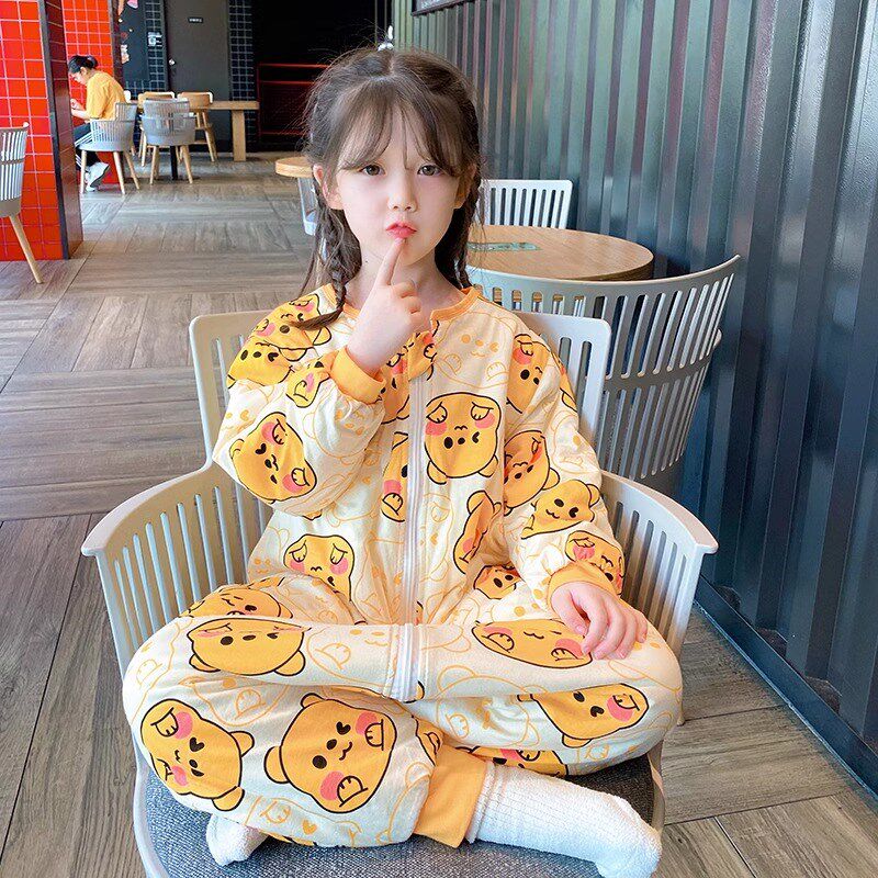 睡袋儿童春秋款婴儿连体睡衣宝宝被子两用秋冬款防踢被子神器大童