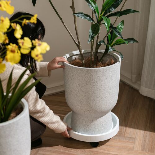 花盆大号大绿植客厅镁泥轻奢高级感非陶瓷家用大花盆花园户外庭院