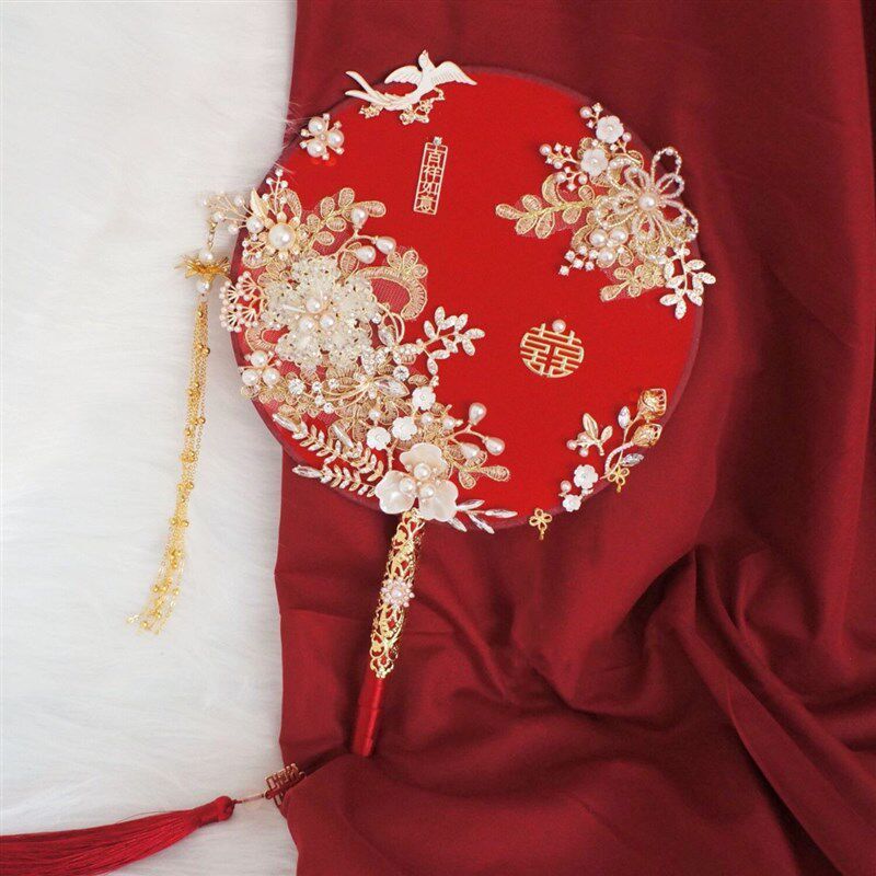 秀禾出嫁团扇双面新娘结婚礼服汉工艺扇/团扇/喜扇/