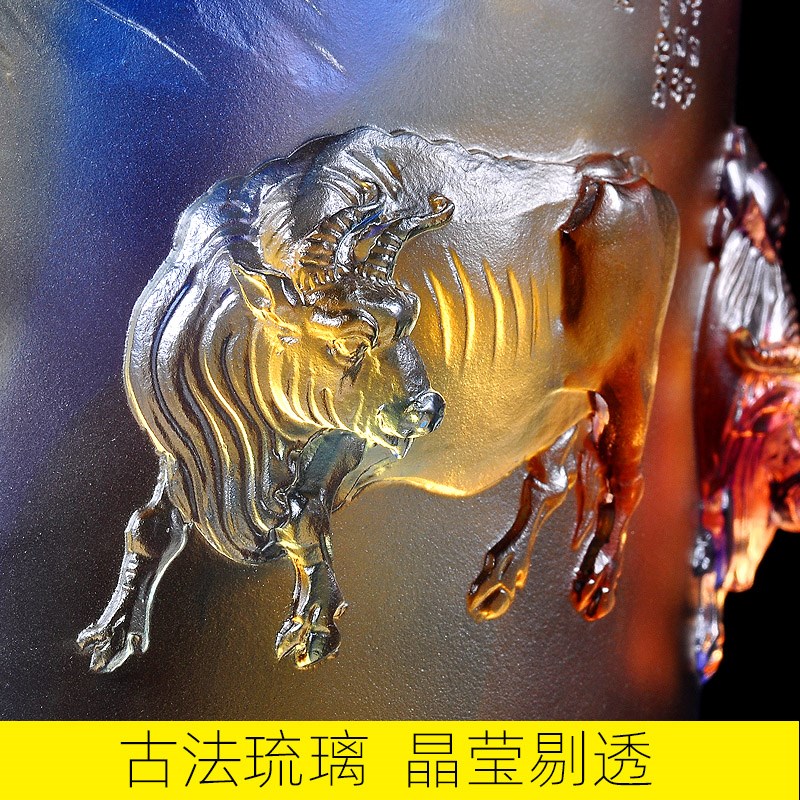 琉璃笔筒摆件桌面摆件创意时尚书房办公室工艺品教师节送老师礼品
