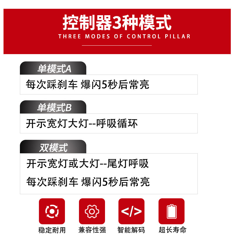 别克阅朗英朗君越GL6君威朗GL8改装刹车灯爆闪呼吸灯防追尾灯领航