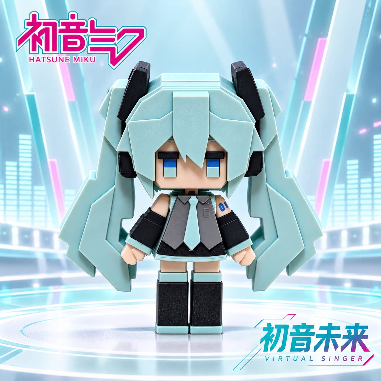 初音未来像素风可动小手办虚拟歌姬实物模型二次元玩具桌面摆件