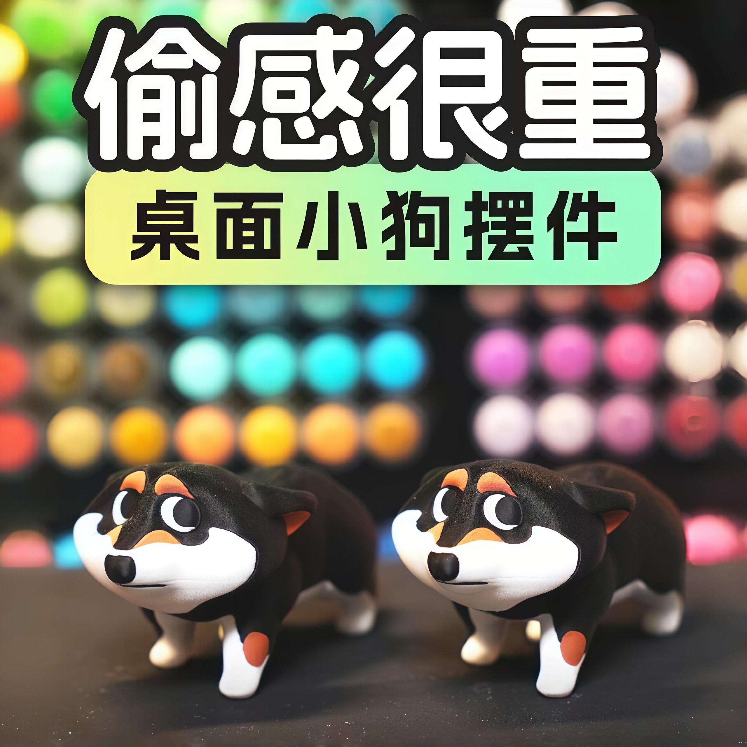 【偷感很重的小狗】惊奇小狗黑色柴犬手办办公室工位桌面装饰摆件