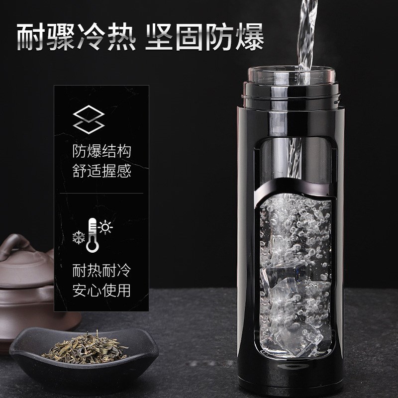 摔不烂的玻璃水杯子泡茶高棚硅耐热高温玻璃保温杯双层隔热防摔