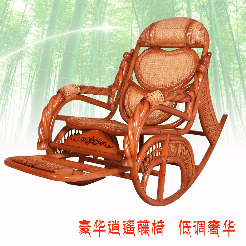 休闲腾摇椅天然真藤编制躺椅睡椅老人成人懒人藤编家用藤摇摆椅子