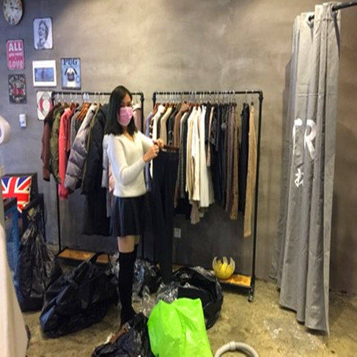 复古实木铁艺水管服装展示架落地男女装挂衣架中岛架童装货架包邮