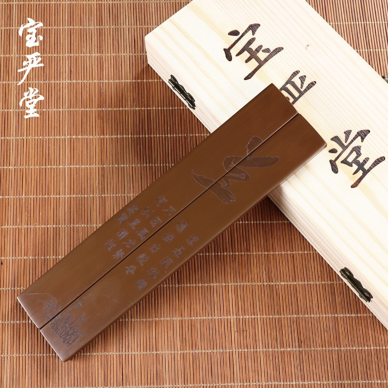 紫铜镇尺纯铜镇纸实心书法用品创意文房毛笔书画压纸学生书签压条
