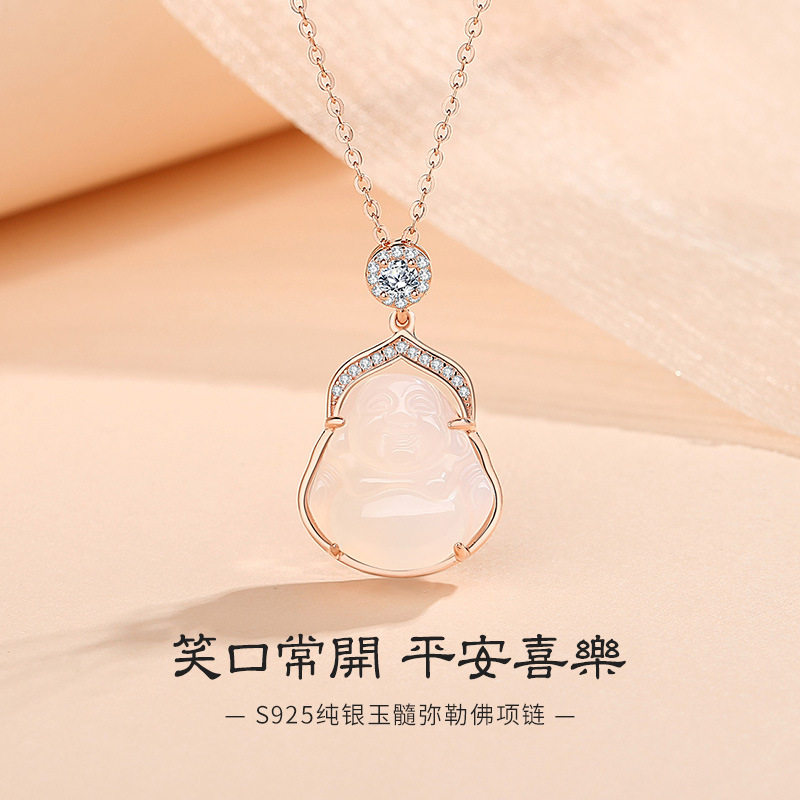 【一物一证】S999纯银弥勒佛项链女925纯新中式国潮佛公吊坠项饰