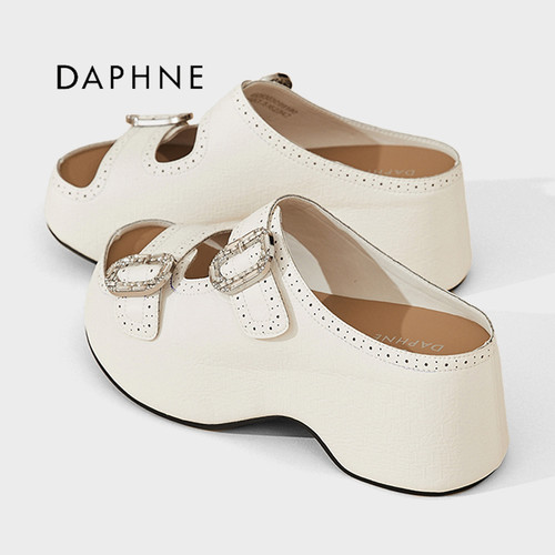Daphne/达芙妮一字拖增高凉拖鞋