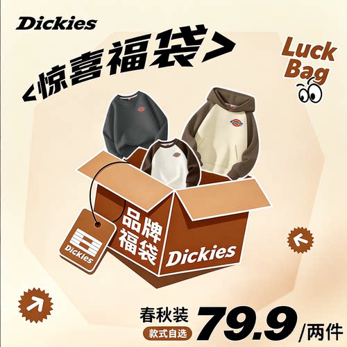 【秋款清仓】Dickies儿童卫衣春秋2026新款男童长袖女童连帽上衣