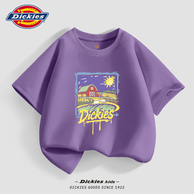 Dickies男童纯棉短袖薄款2026新款青少年时髦半袖t恤儿童夏装上衣