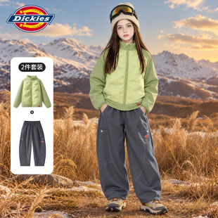 Dickies女童套装冬季2026新款女孩外套羽绒服冬装儿童加绒休闲裤
