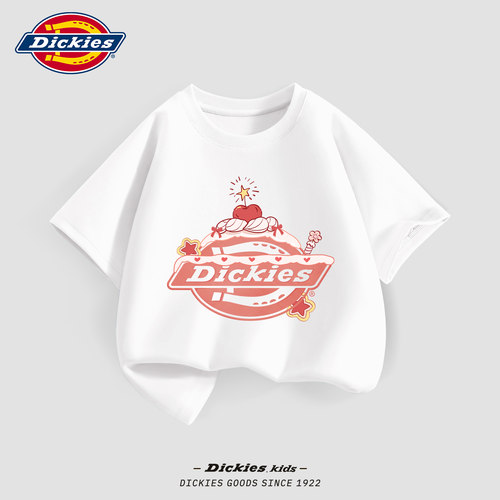 Dickies女童纯棉短袖夏日童装2026新款中大童t恤可爱漂亮儿童上衣