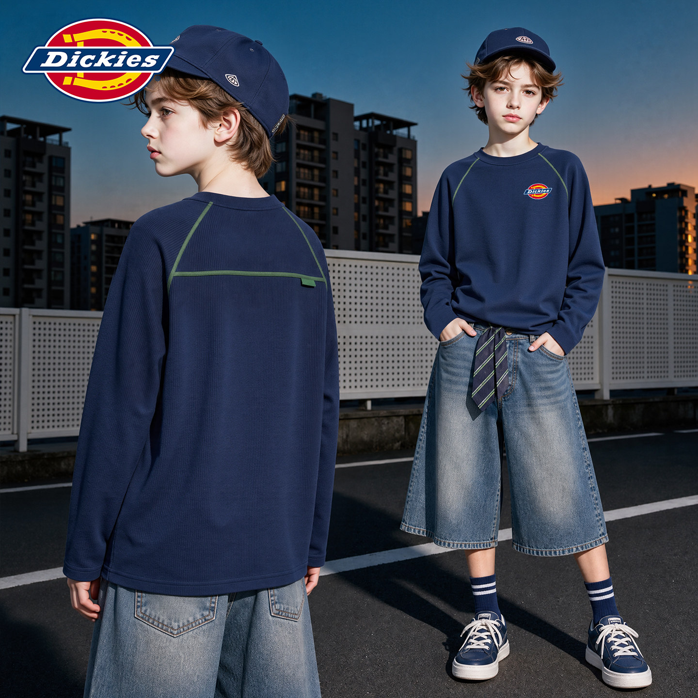 Dickies男童春秋款上衣2026新款童装秋装男孩长袖t恤速干儿童衣服图片