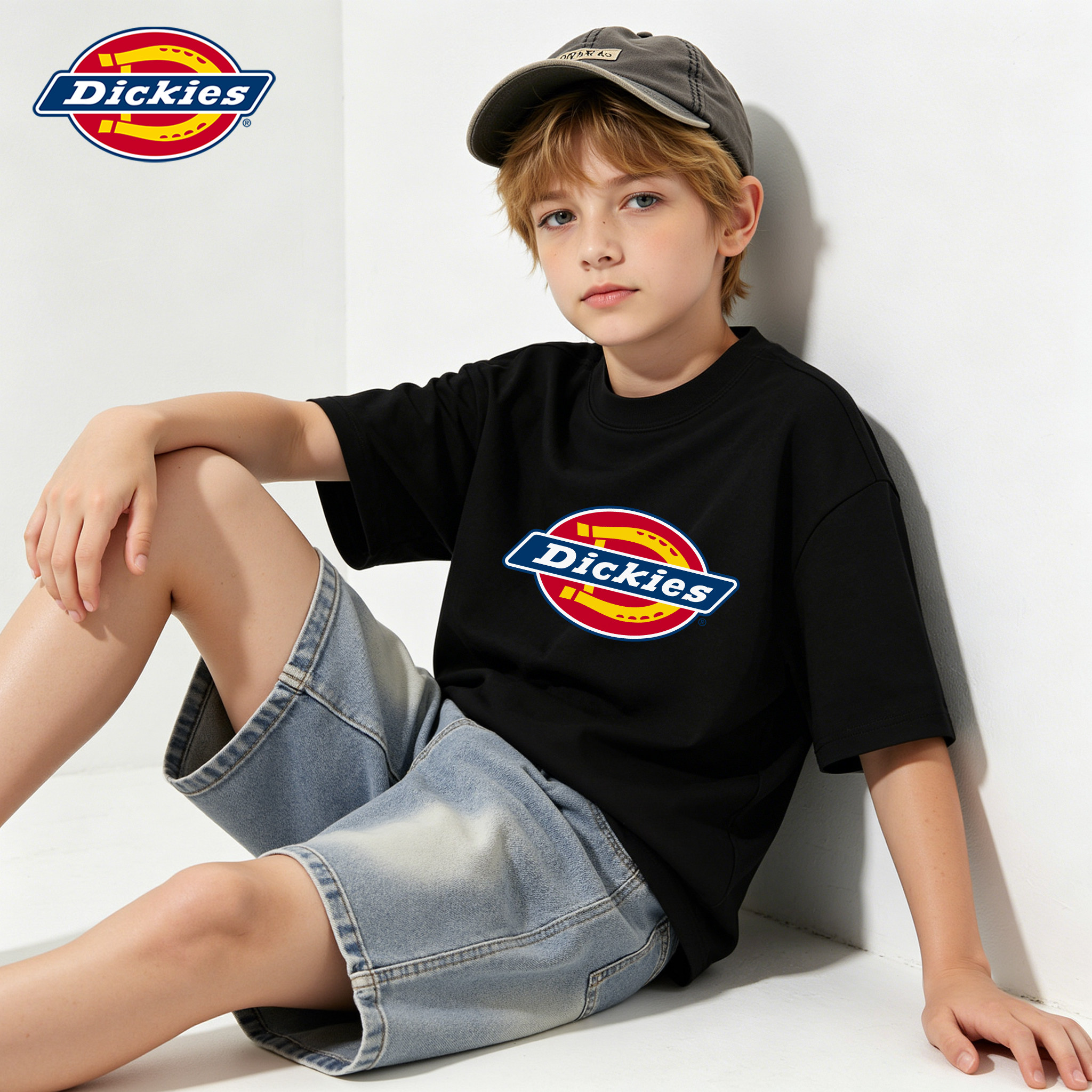 Dickies男童t恤夏季2026新款中大童童装纯棉衣服夏装儿童半袖上衣