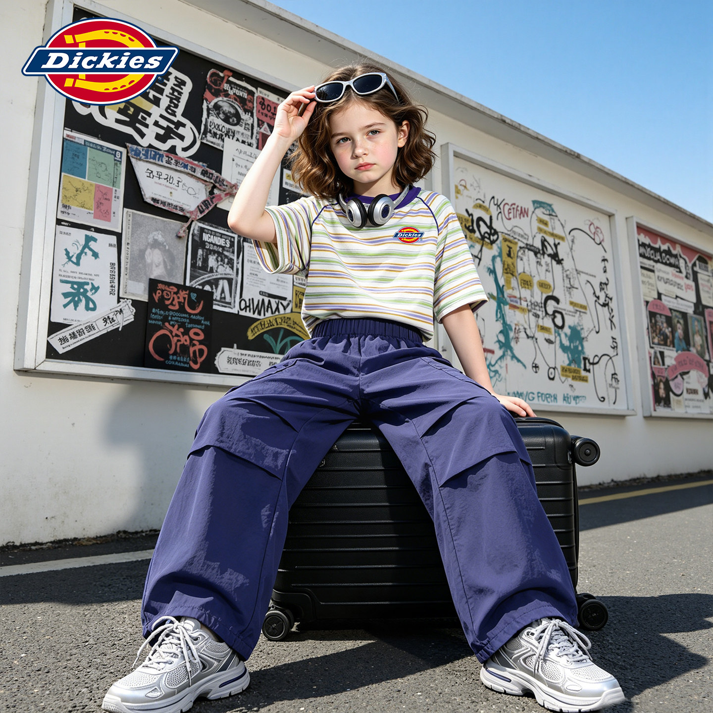 Dickies女童套装夏薄款2026新款童装夏女孩运动服儿童夏装伞兵裤