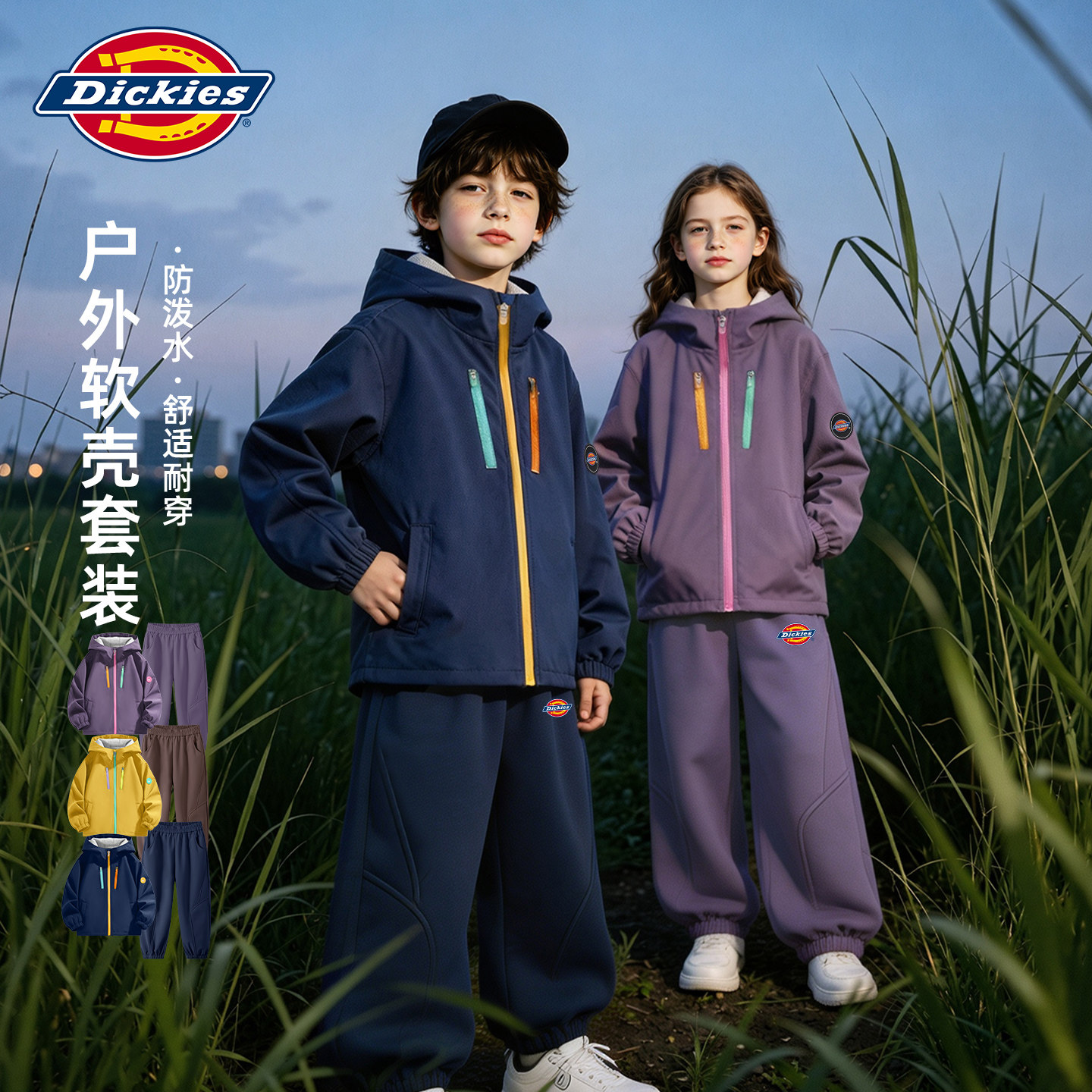Dickies儿童秋装套装2026新款童装时尚男童冲锋外套女童弯刀裤潮