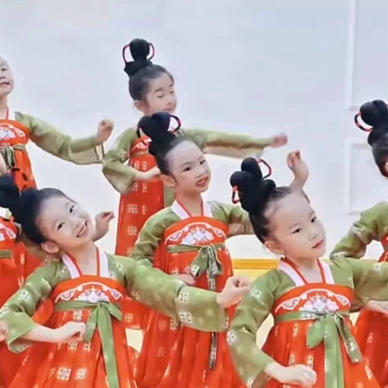 小唐俑舞蹈儿童汉服唐宫夜宴舞台古典舞演出服装中国舞群舞演出服
